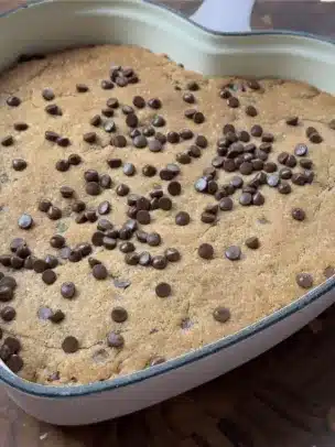 Protein-Packed Peanut Butter Chocolate Chip Skillet Cookie
